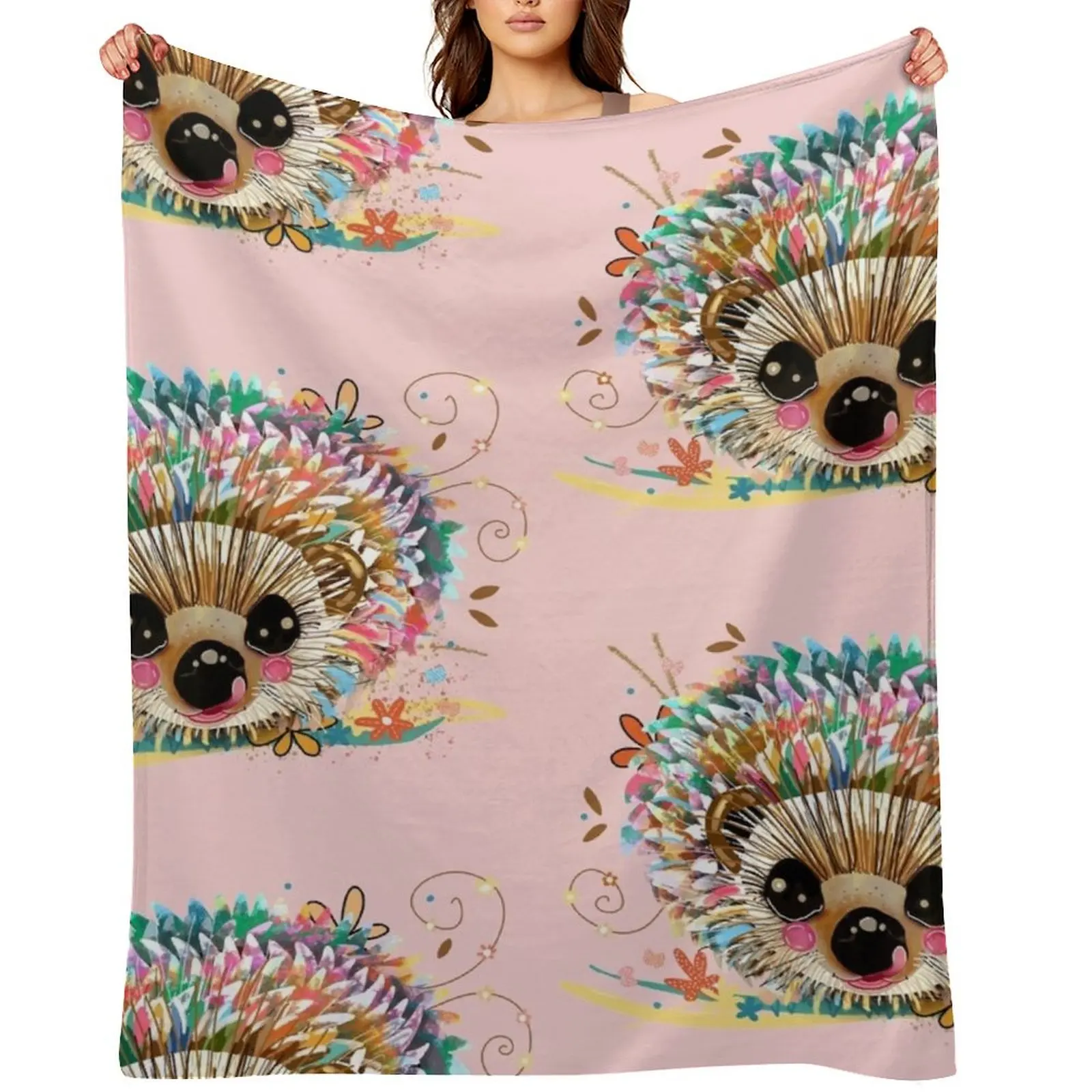 Rainbow Hedgehog Throw Blanket Travel Furry Comforter Summer Blankets