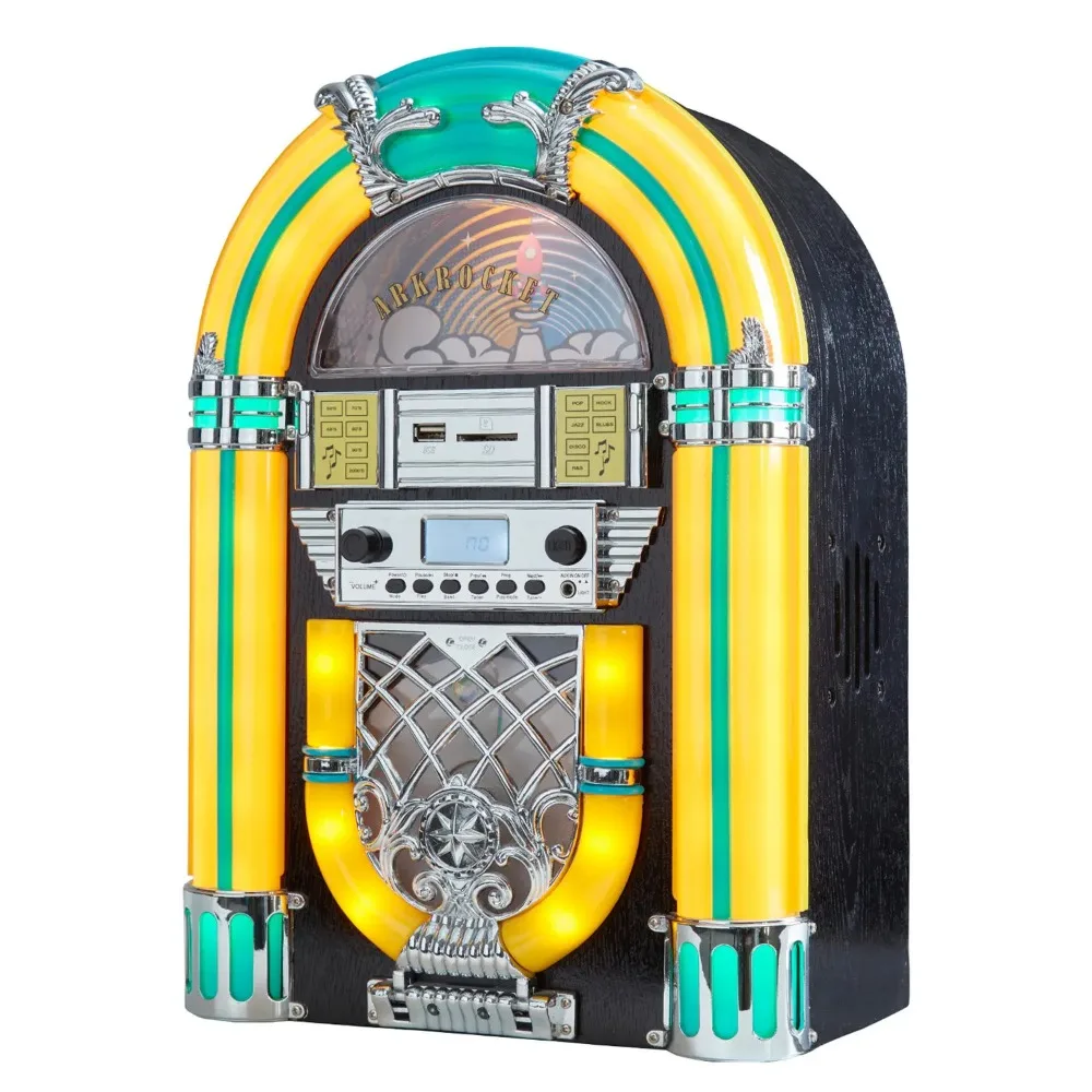 Version Vintage Bluetooth CD Jukebox Jukebox Speaker Led Color Changing Light Audio Restaurant Decoration
