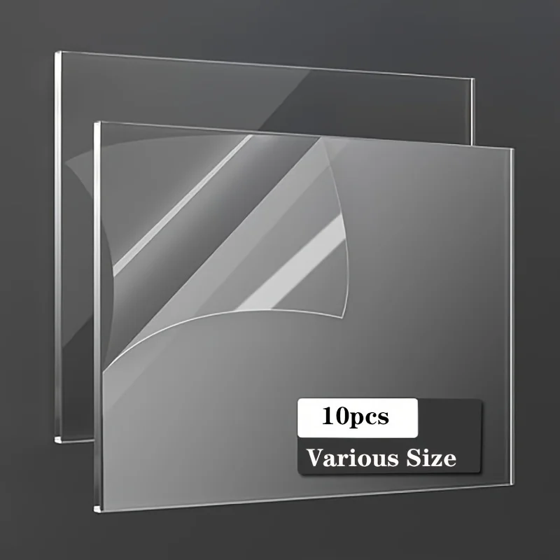 10Pcs Transparent Plexiglass Plate, 1/1.5 mm Thickness, Acrylic Plate for DIY Process Project, for Laser Cutting Acrylic Plate