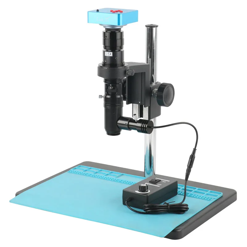 180X/300X Zoom Coaxial Optical C Mount lens+4K HDMI USB Industrial Digital Video Microscope Camera+50mm Holder Desktop Stand