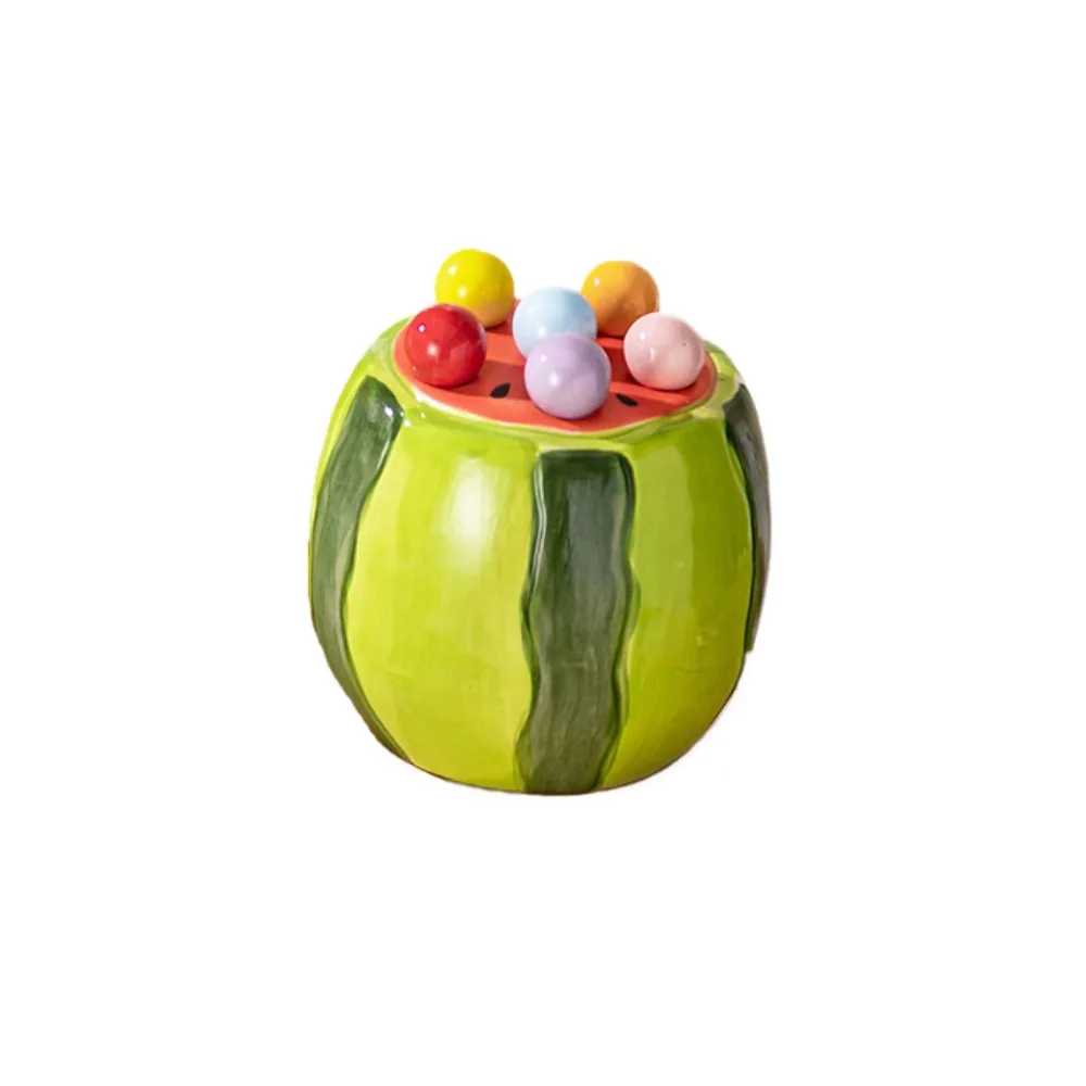 

Creative Cartoon Watermelon Fruit Fork Set Ceramic Decorative Stainless Steel Fruit Fork Set Cute Dessert Cake Fork Picnic