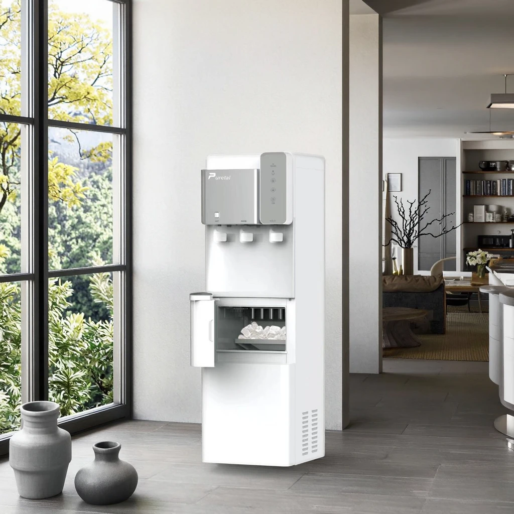 Electric Freestanding Ice Maker And Water DispenserNew Home Use Hotel RV Top Load Bottle Hot And Cold Cold Water Options