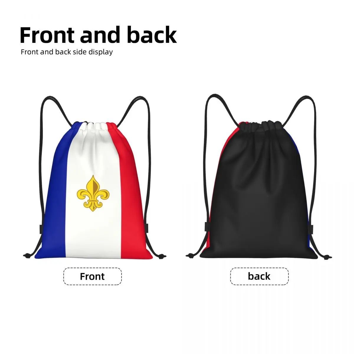 Custom France Flag Fleur De Lis Drawstring Bags Men Women Lightweight French Lily Flower Sports Gym Storage Backpack