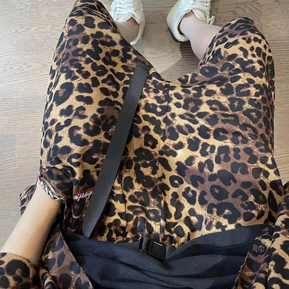 

2025 Summer New Men's Leopard Shorts American Retro Fashion Trend Street Hip Hop Loose Casual Breathable Niche Men's Bottoms