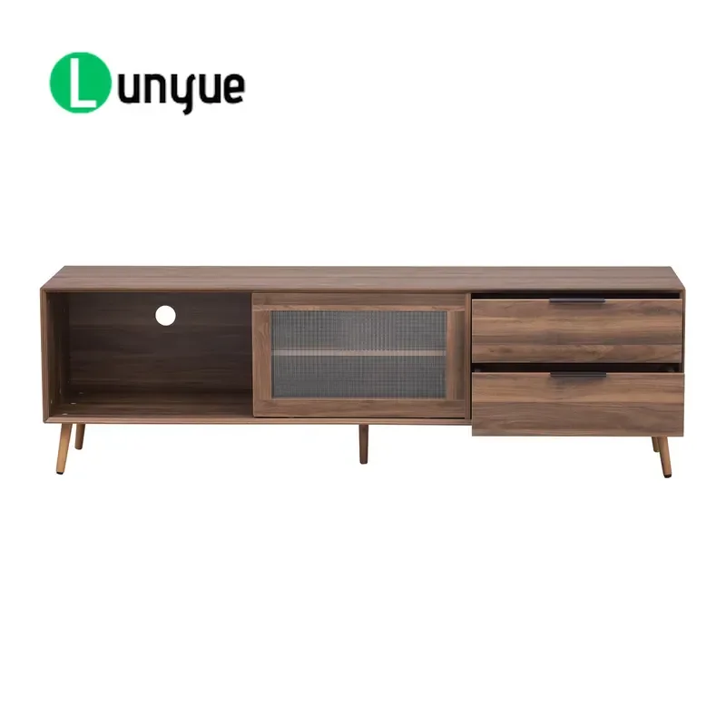 TV Cabinet with Door and 2 Drawers Entertainment Center Locker Media Console Table for Living Room Storage Furniture Modern