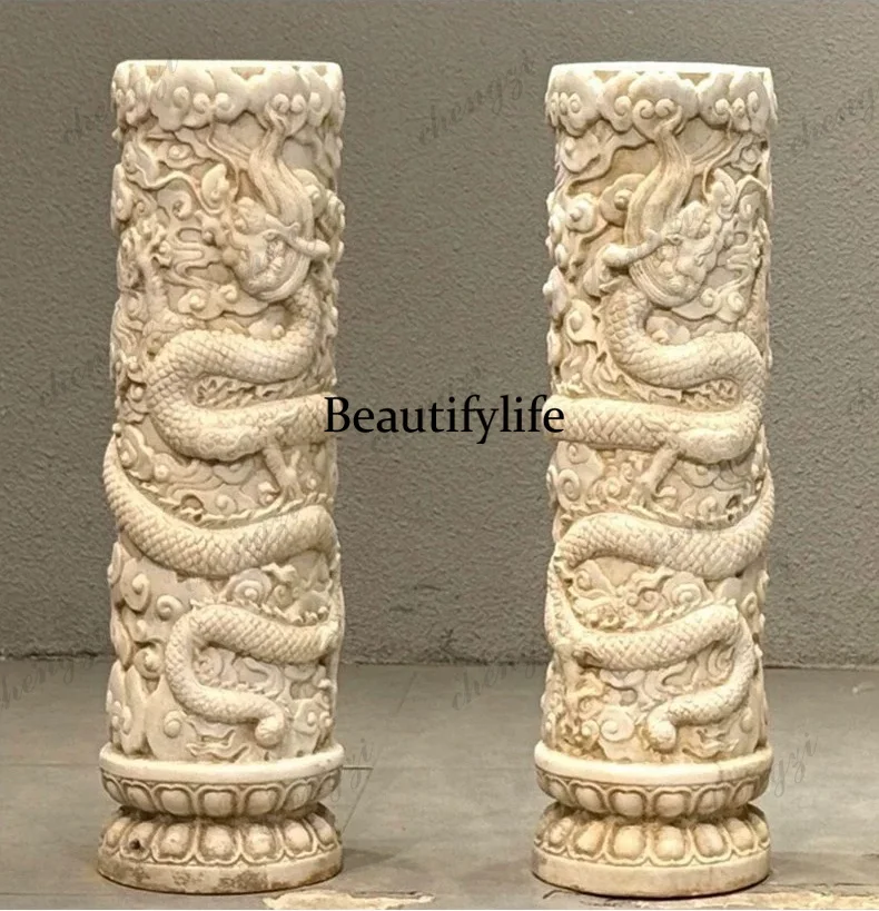 Stone carving, antique and old Roman columns, indoor and outdoor courtyard space decoration, stone column ornament customization