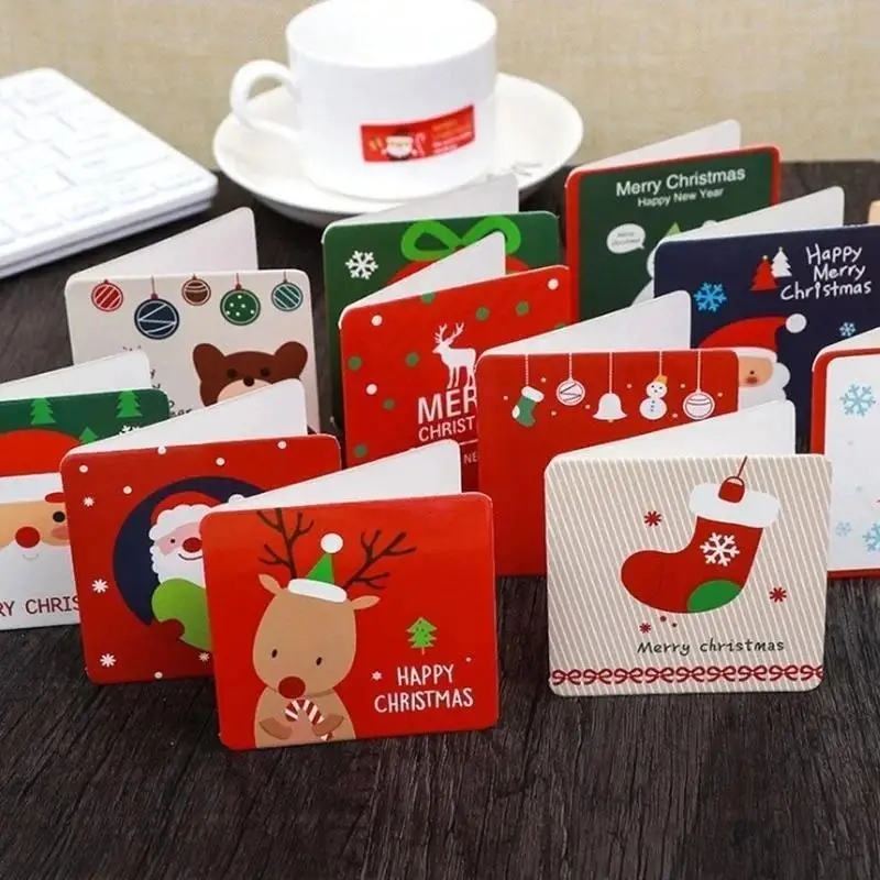 24 Teile/los Weihnachten Grußkarte Kinder Mini Weihnachten Segen Grußkarten Umschlag Neue Jahr Postkarte Geschenk Karte Weihnachten Party