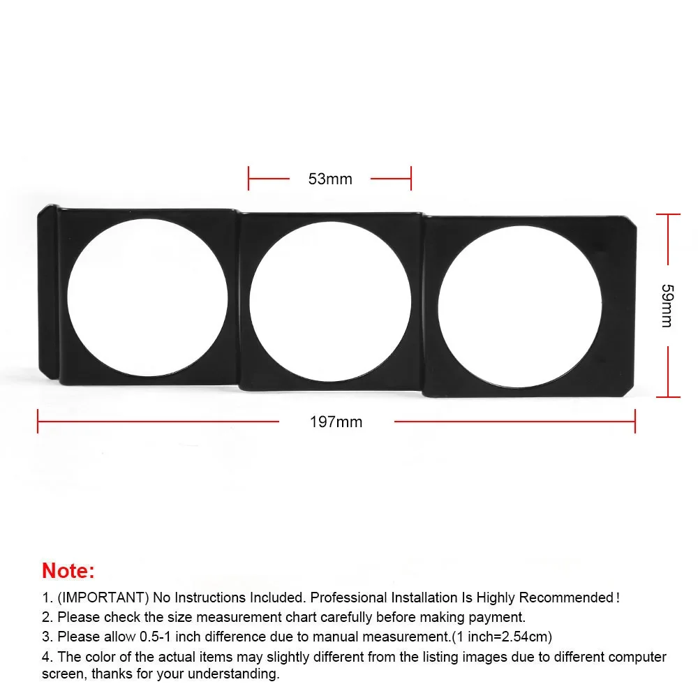 Universal 52mm 3 in 1 Gauge Meter Water Temp Oil Pressure Voltage Dash Panel Pod Black 2 Inch