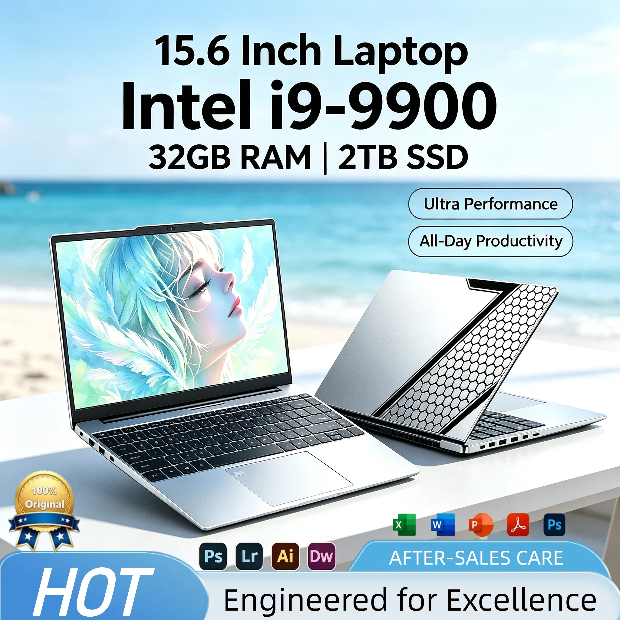 Intel Core i9-9900 Laptop 8C 16T 5.0GHz UHD 630 16GB RAM 2TB SSD High Performance Gaming Notebook Mobile Workstation Elite