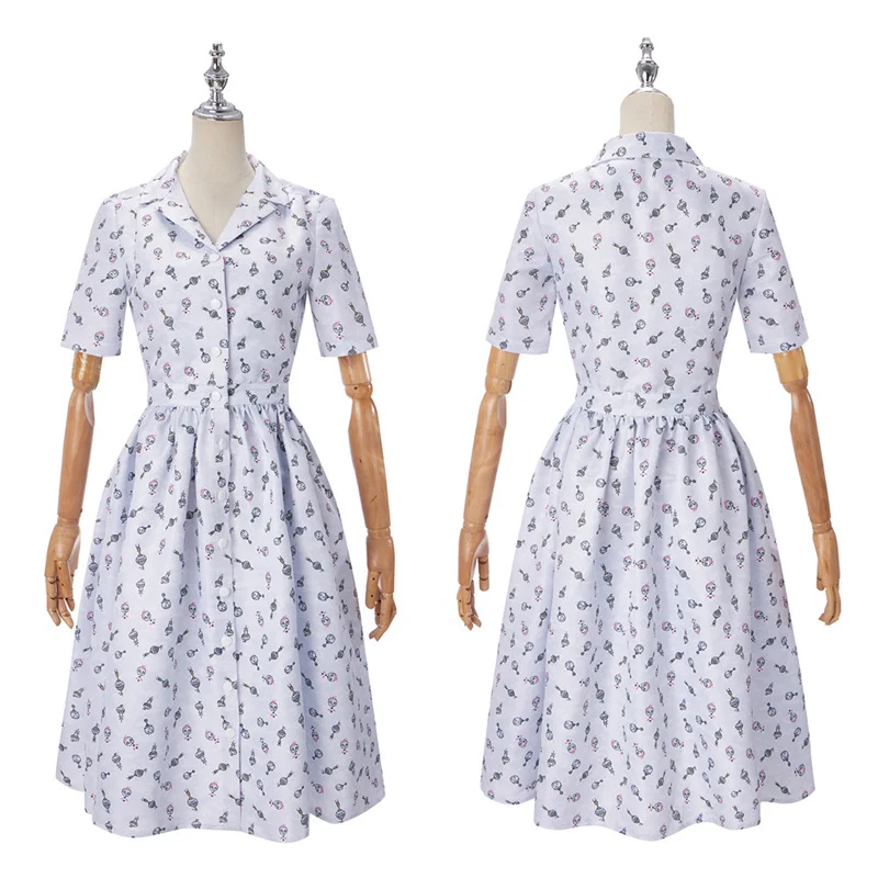 ماتيلدا ملكة جمال العسل تأثيري حلي المرأة الموسيقية فستان زهري أبيض مع سترة محبوكة هالوين كرنفال الزي الطرف