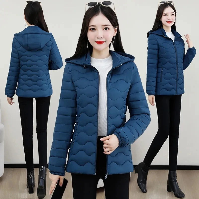 Winter Women Parkas Comfort Casual Jacket Fashiona Hooded Cotton Coat for Female Slim Fit Warm Outerwear Mother\'s Short Overcoat