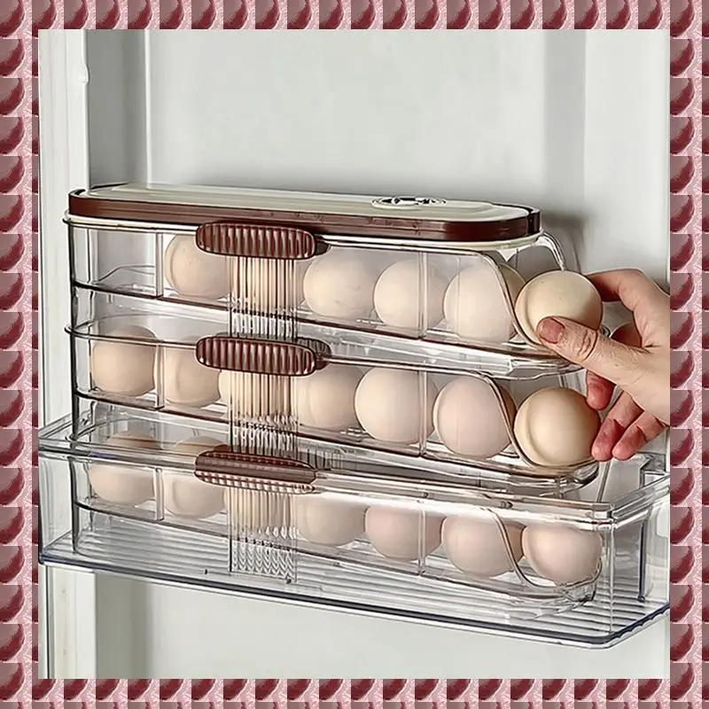 

A95G Transparent Rolling Egg Holder For Kitchen Refrigerator Side Door Stackable Fridge Organizer - 10Cm Width