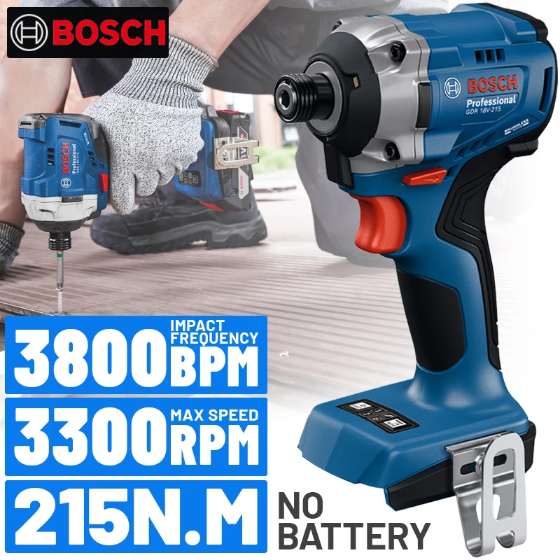 

BOSCH GDR 18V-215 Cordless Impact Driver Professional 215 Nm Brushless Impact Drill 1/4" Internal Hexagon Power Tools GDR18V-215