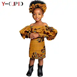 Vestiti africani per ragazze stampa abiti al ginocchio con cravatta Dashiki bambini bambini abiti con maniche a lanterna Vestido 2445004