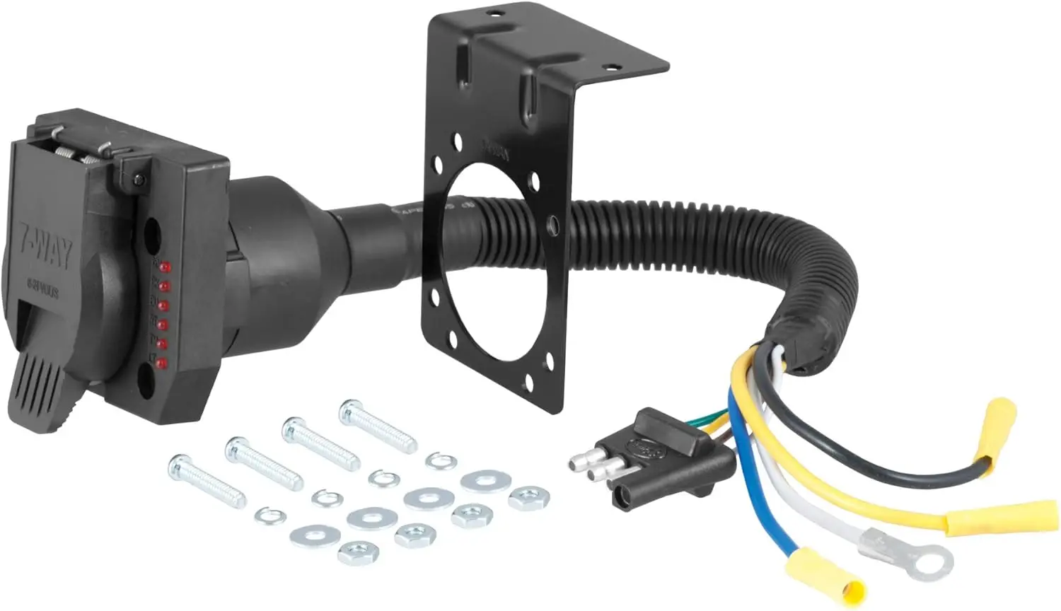 

57676 4-Way Flat Vehicle-Side To 7-Way Rv Blade Trailer Wiring Pter With Tester