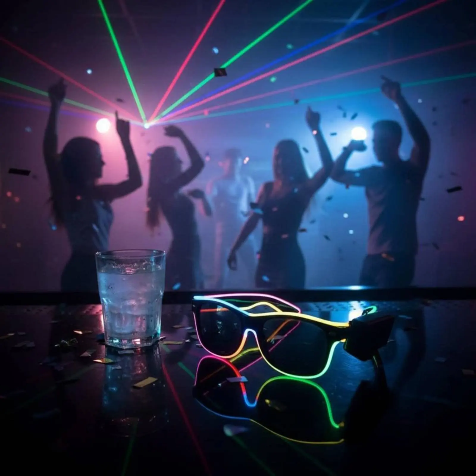 

Illuminated Illuminate up Glasses Battery Powered Sound Activated Glasses Glowing Wire Sunglasses Multiple Blink Modes