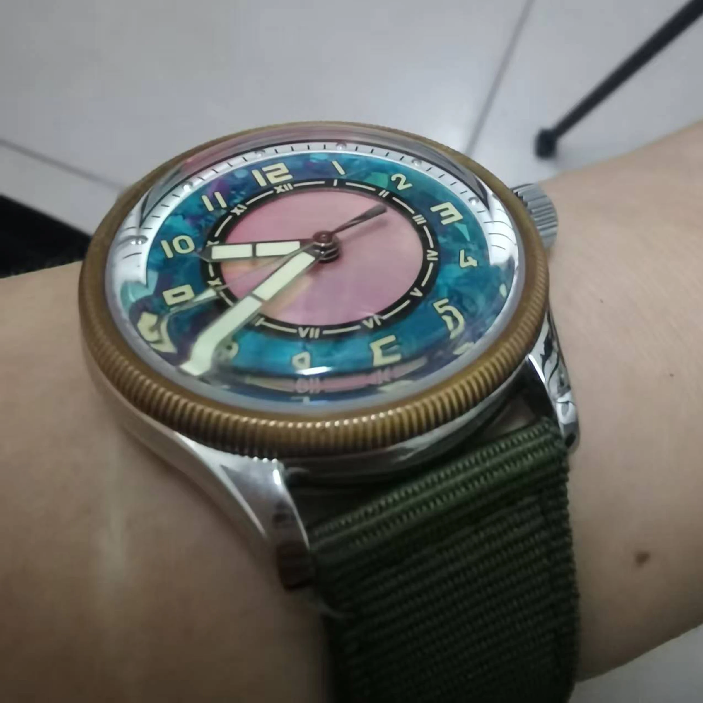 ساعة غواص رجالية من SIDAXIN 39 ملم ساعة يد ميكانيكية أوتوماتيكية بإطار عملة برونزية 20ATM مقاومة للماء C3 مضيئة PT5000