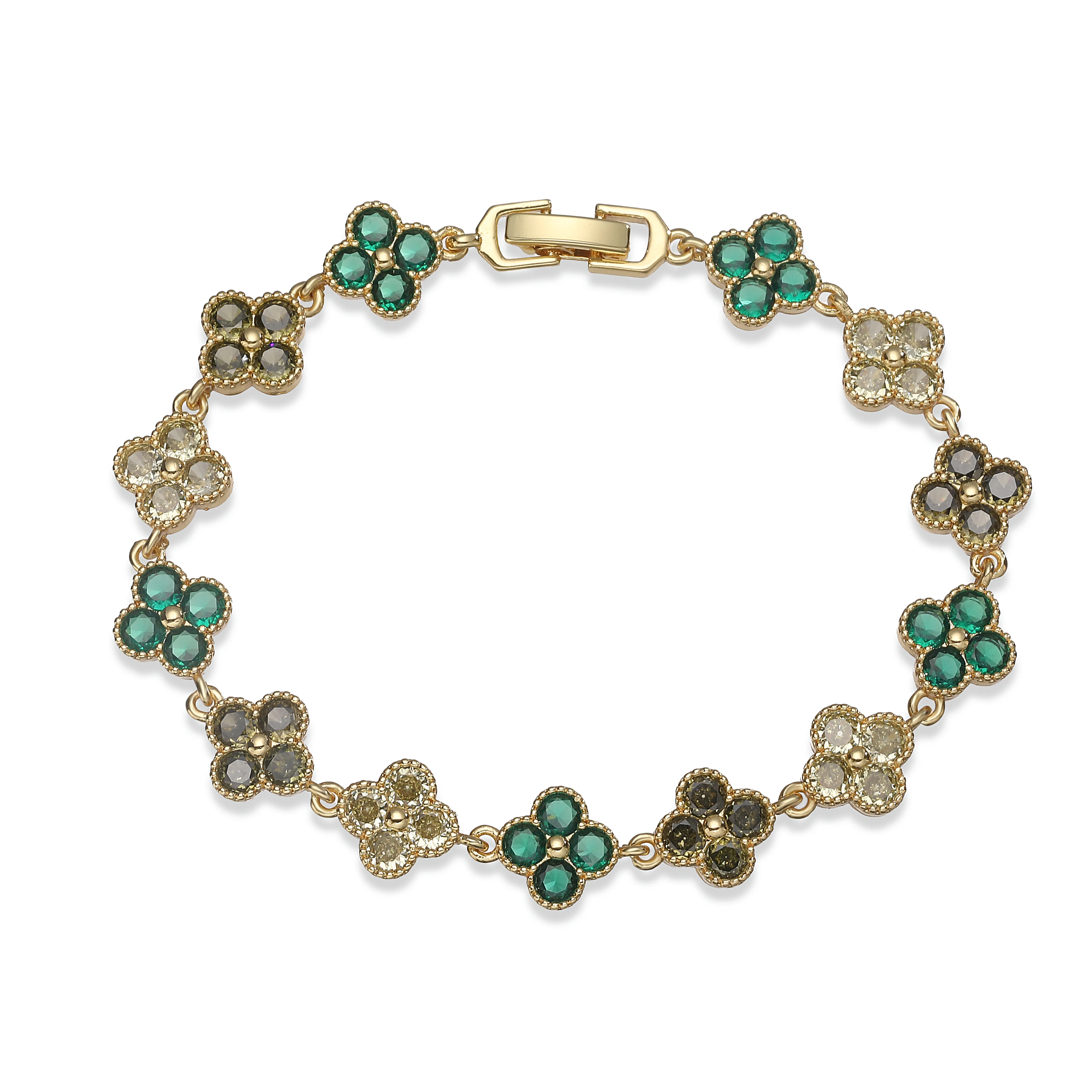 Multi-Color Zircon Flower Bracelet/Necklace Gift Set