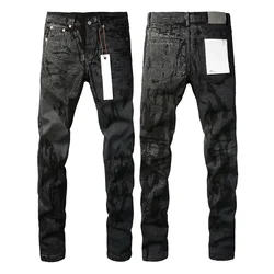 Purple ROCA Brand jeans Fashion top quality denim pants personalized repair low raise skinny denim pants with coating texture