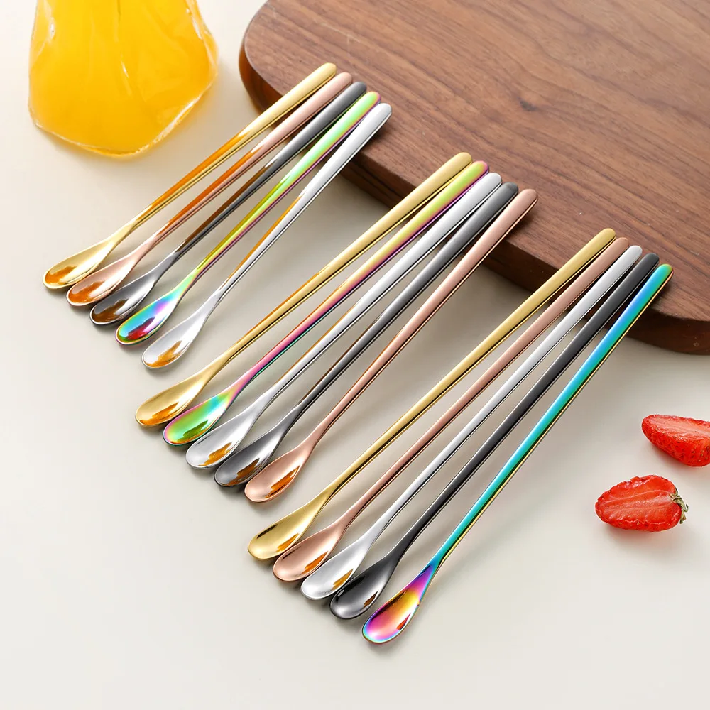 3pcs Stainless Steel Stirring Spoons,Juice Ice Cream Scoop,Coffee Tea Spoon,Bar Tableware Kitchen Tool Seasoning Mixing Dessert