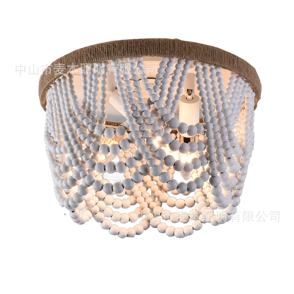 

Amazon wooden bead ceiling chandelier, modern light luxury bedroom wooden bead ceiling light manufacturer wholesale