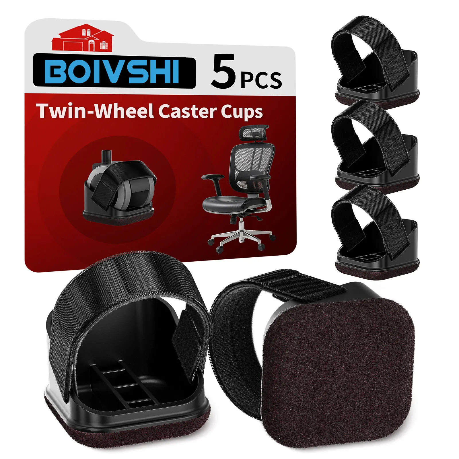 5PCS Chair Leg Protectors Office Chair Wheel Cup Furniture Wheel Stopper with Felt Bottom Pad Suitable for Rolling Tables Sofas