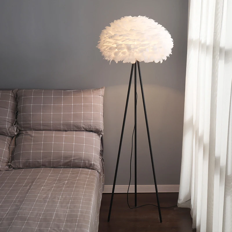 PLLY Nordic Feather Floor Lamp Romantic Art Family a Living Girls' Room Bedroom  Creativity LED Decorative Standing Light