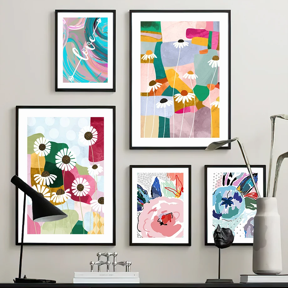 

Abstract Colorful Graffiti Floral Butterfly Canvas Painting Nordic Wall Art Poster Modern Picture for Bedroom Living Room Decor