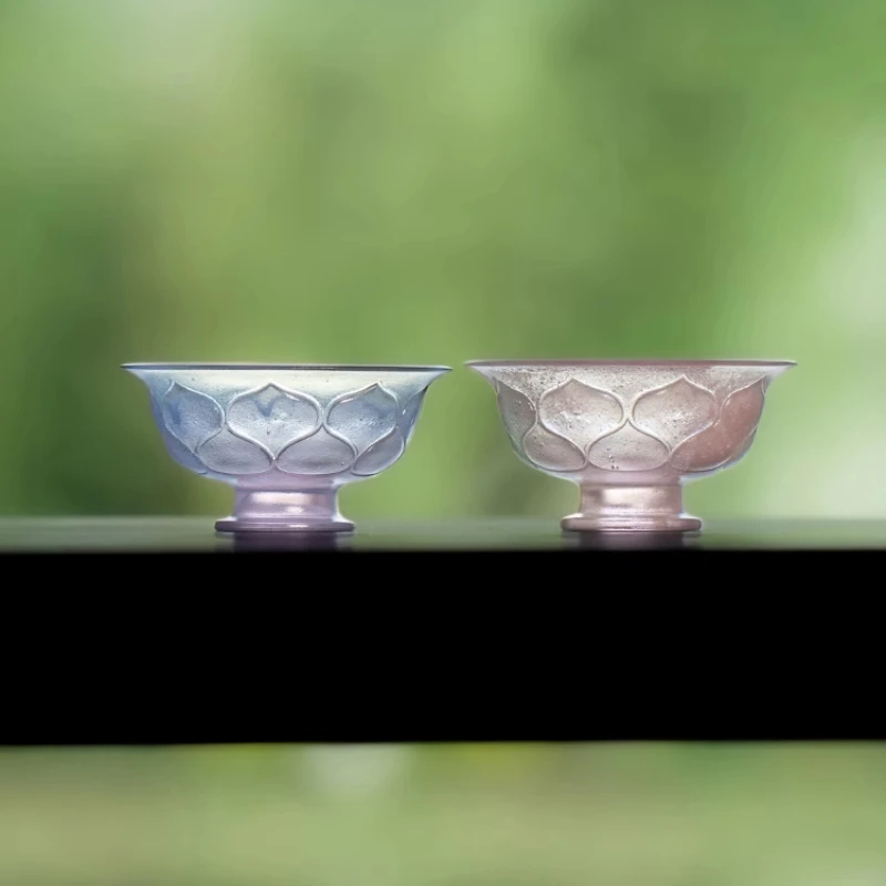 

Glazed lotus pattern tall wine glass, water glass, cold brew teacup, high-end single wine glass