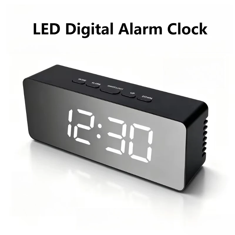Electronic LED Digital Alarm Clock Desktop Time Temperature Display Desk Clock Bedroom Home Office Decor for Teens Kids