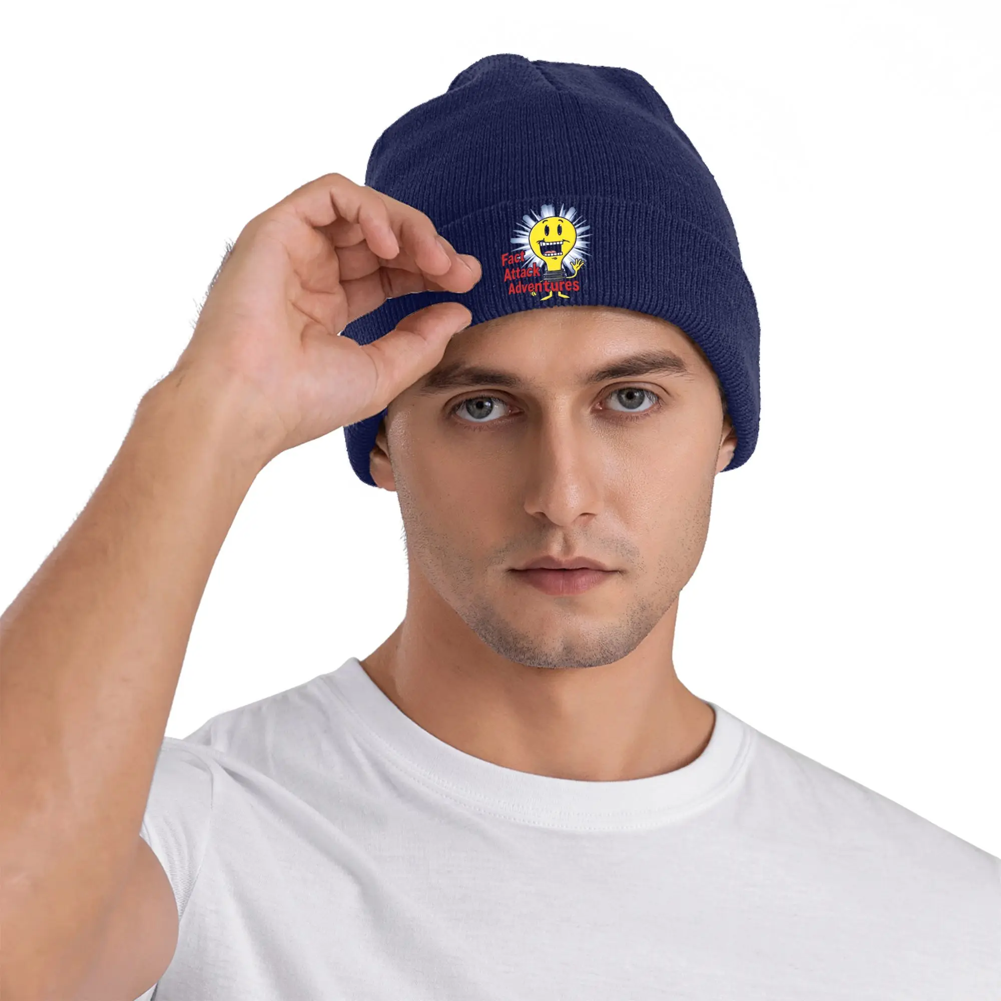Light Bulb Fact Attack Adventures  Knit Hat  Beanie Hats Kpop Warm Soft Unisex Adult Bonnet Hats Autumn Pattern Vintage Caps