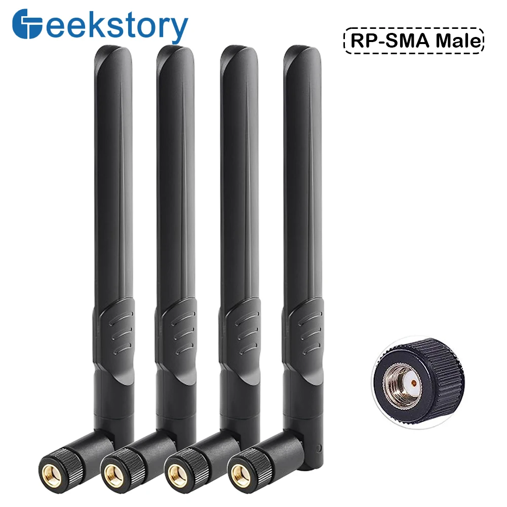 4 PCS Dual Band WiFi 2.4GHz 5.8GHz 6dBi RP-SMA Male Antenna Universal Antenna Amplifier for WiFi Router Wireless Signal Booster