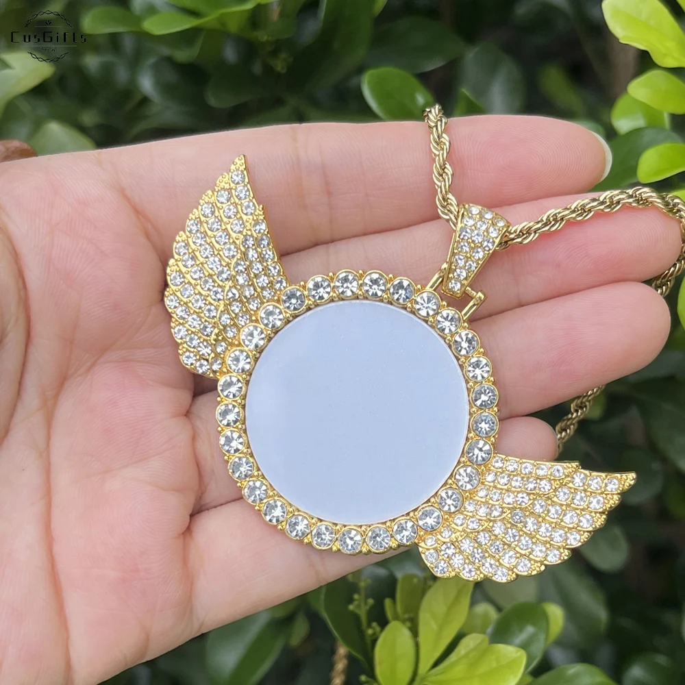 

10pcs/ Bag Angel Wings Sublimation Blanks Necklace Sublimation Jewelry Pendant for Custom Memory Picture for Gifts