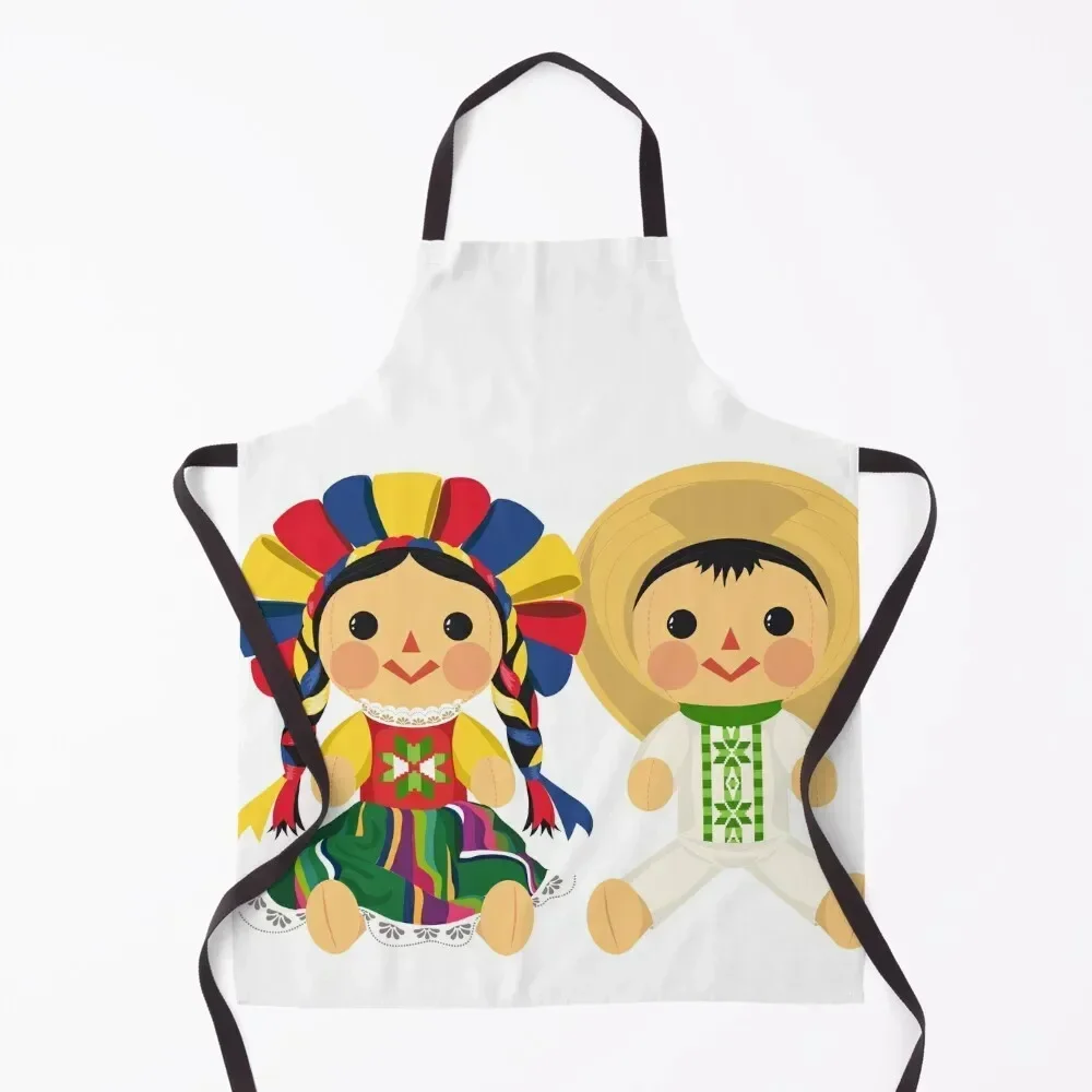 

Mexican Maria Dolls. Mexican Otomi Dolls. Traditional Mexican Rag Dolls Apron Chef Accessory Barista Cute Kitchen Apron