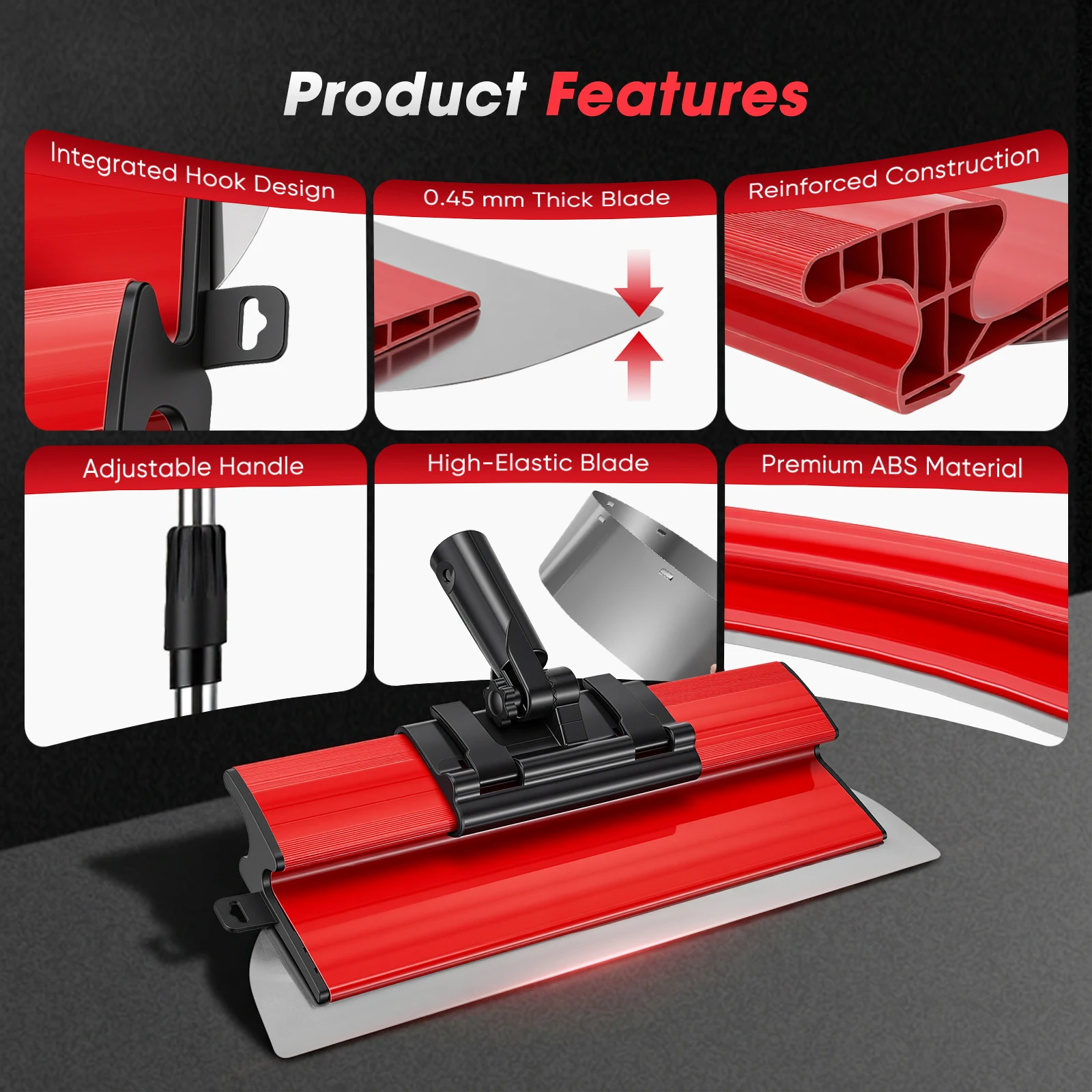Multi-Size Drywall Skimming Blade Set 25/40/60/80/100cm Stainless Steel with Extension Pole Wall Plastering Smoothing Tool