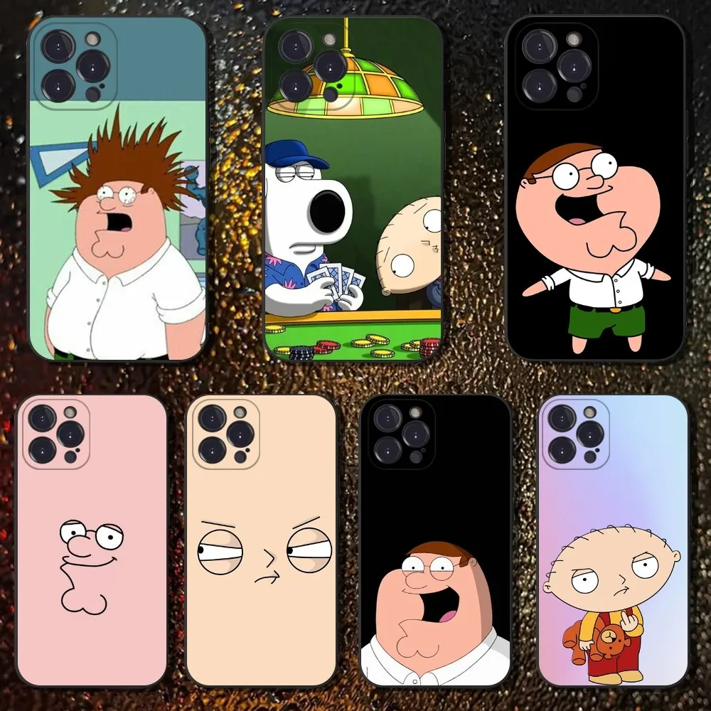 

F-Family Funny Guy Phone Case For iPhone 16,15,14,13,12,11 Plus,Pro Max,XS,X,XR,SE,Mini,8,7,Soft Silicone Black Cover