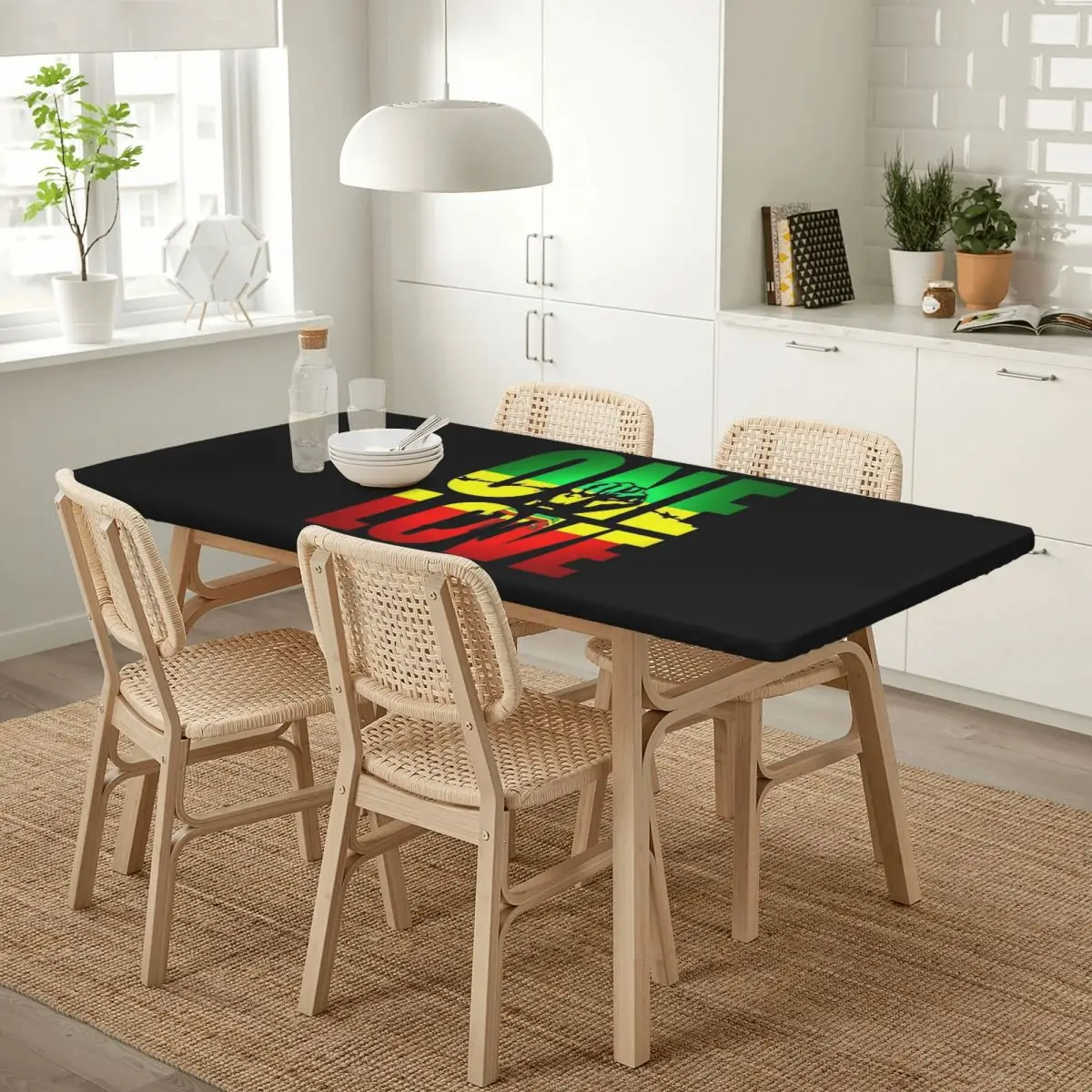 Harajuku Vintage Style Arts Bob Marley One Love Rectangular Tablecloth Table Cover for Festival Party Decorations Table Cloth