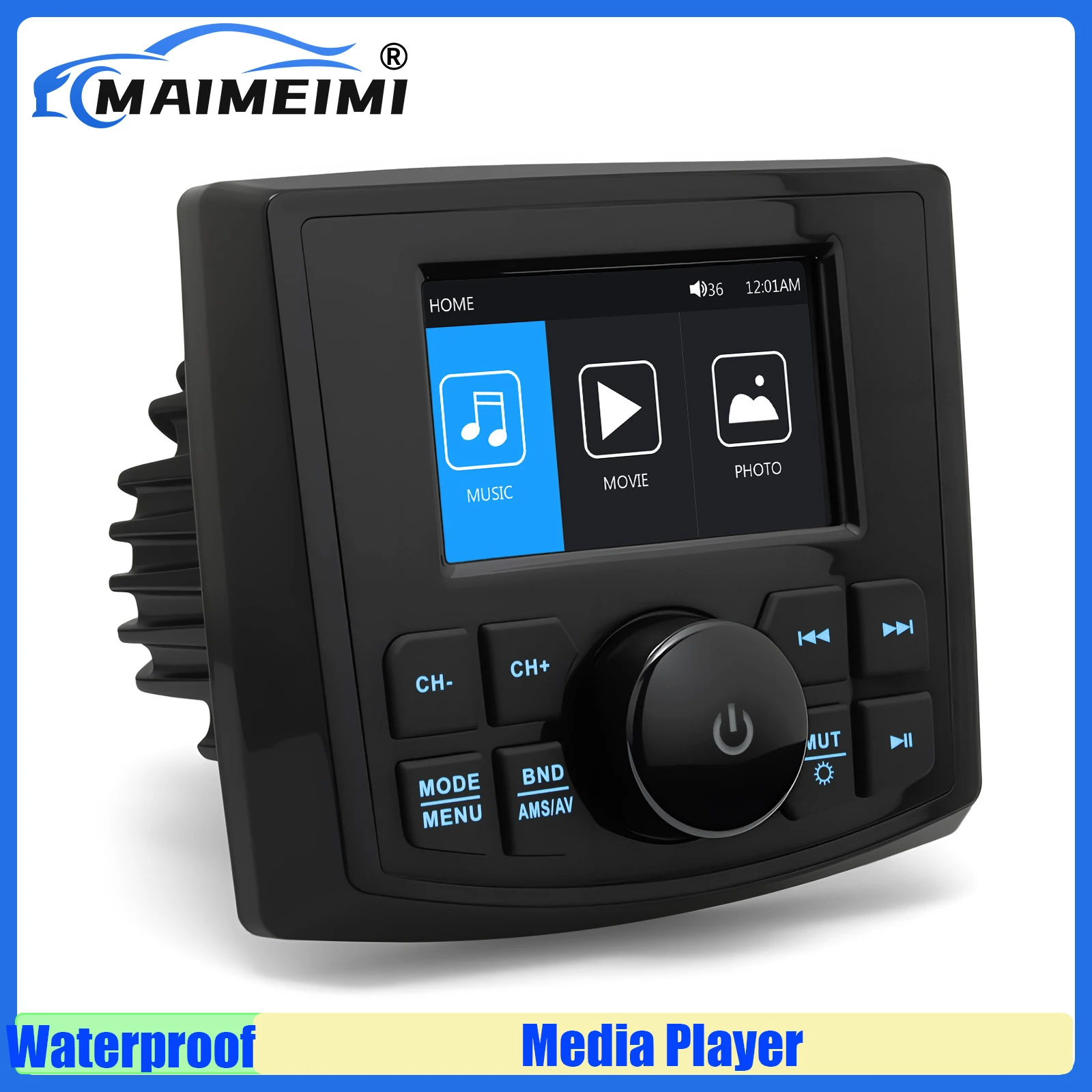 

MAIMEIMI MP5 лодка радио стерео дисплей медиа-видеоплеер водонепроницаемый Bluetooth-совместимый AUX AM FM RDS для ATV UTV SPA RZR