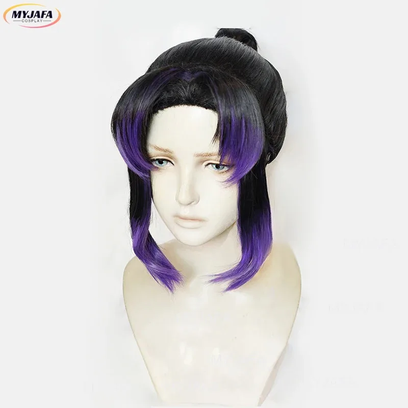 

2025 11 Anime Kochou Shinobu Cosplay Purple Black Heat Resistant Hair Wigs + Wig Cap