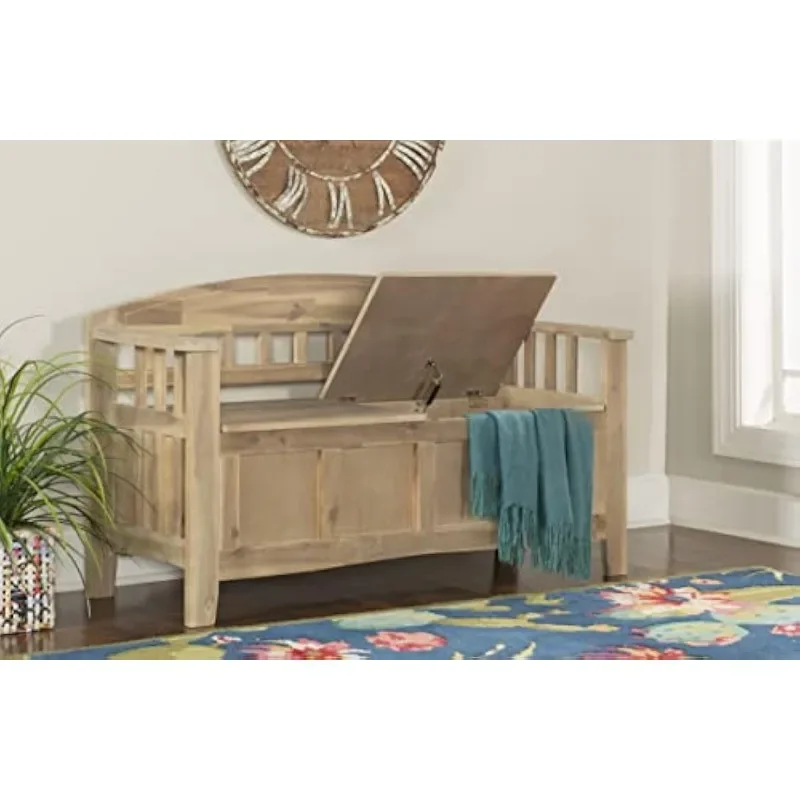 Natural Washed Storage Frankie Bench, Seat Height of 18"