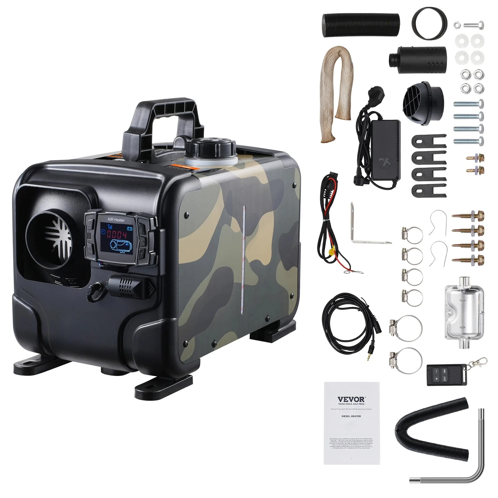 

8KW Car Heater 12V/24V All in One Diesel Air Heater Bluetooth/Display/CO Alarm Horizontal Diesel Heater Vehicle/Garage