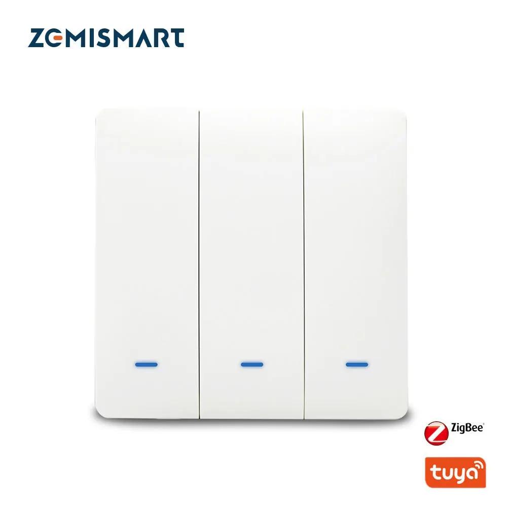 Zemismart Tuya Zigbee Light Switch 2 Gangs 3 Gangs 1 gang Wall Switches Push Interruptor 110v 220v