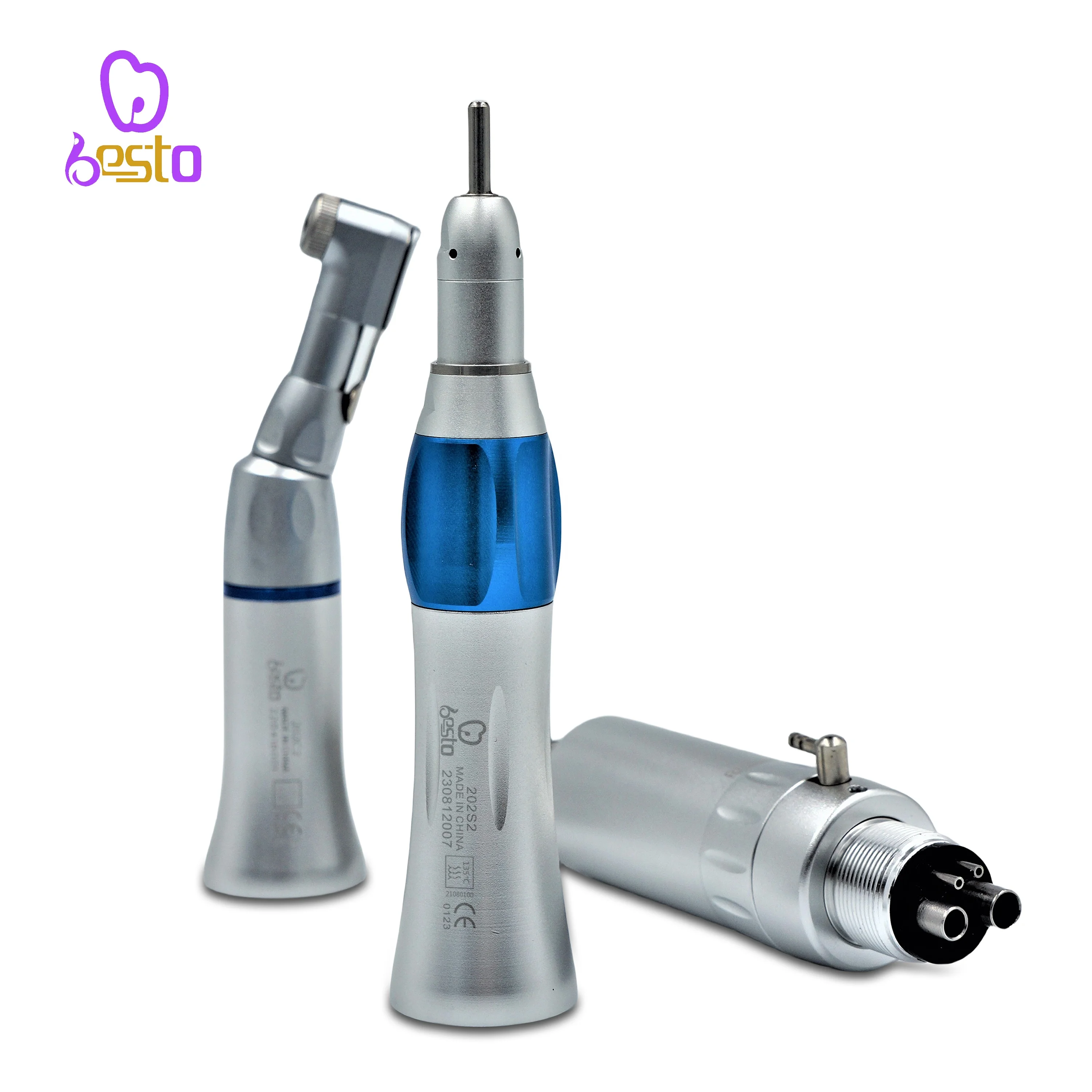 den tal Low Speed Handpiece Set 4 Holes with Contra Angle Straight Handpiece Air Motor