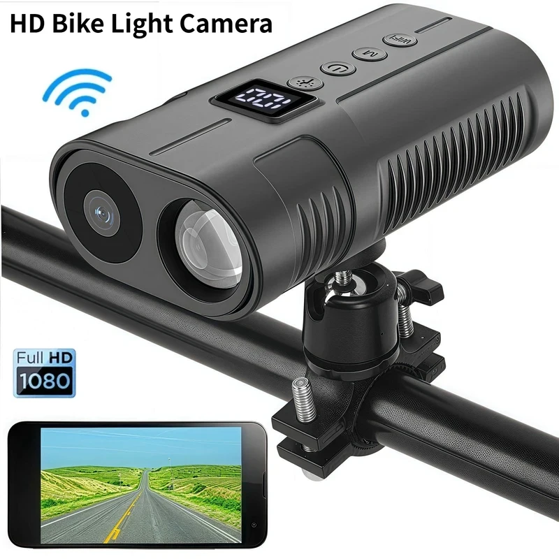 

New 1080P Riding Sports Camera Headlight Recorder Strong Light Flashlight Camera Equipment Recorder 10 Hours Power Bank Function
