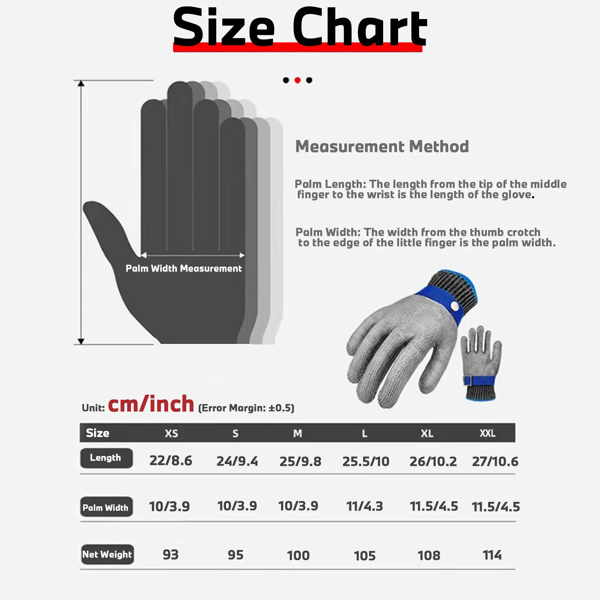 1 Pair Stainless Steel Mesh Glove, Level 9 Cut Resistance - Ideal for Cooking, Meat Cutting, Fishing, Gardening, Metalwork