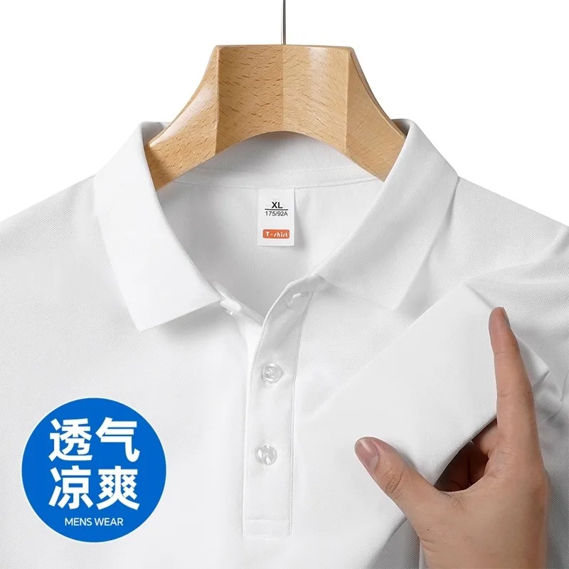 Men's Breathable Lightweight Polo Shirt Solid Color Short Sleeve Turn-down Collar Button Placket Casual Business Daily Wear Top