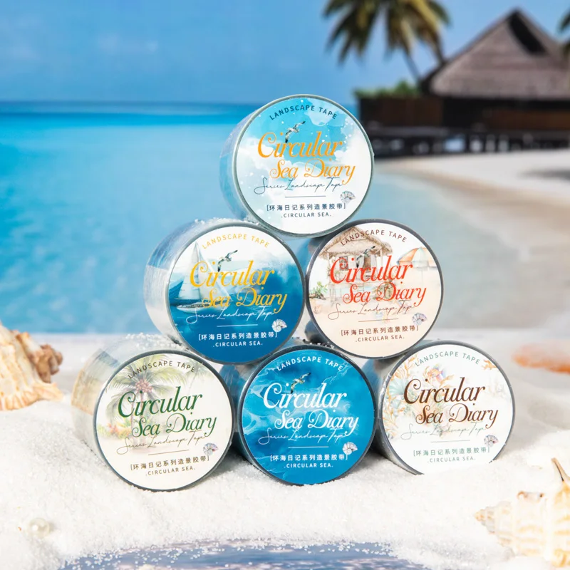 Card Lover 40 mm x 2 m, 1 Rolle [Global Diary Series] Handkonto-Landschafts-Abdeckband, PET-Scrapbooking-Material, Scrapbook-Set