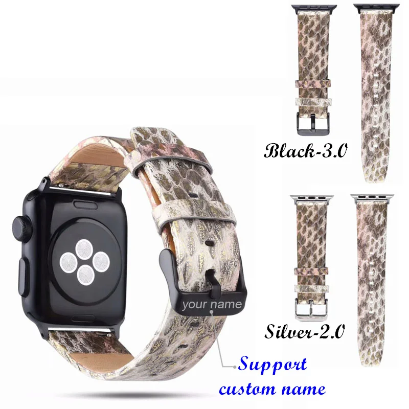 Imagem -02 - Pulseira de Couro Python Natural para Apple Ver Band 42 mm 38 mm 44 mm 40 mm Iver Iver Pulseira