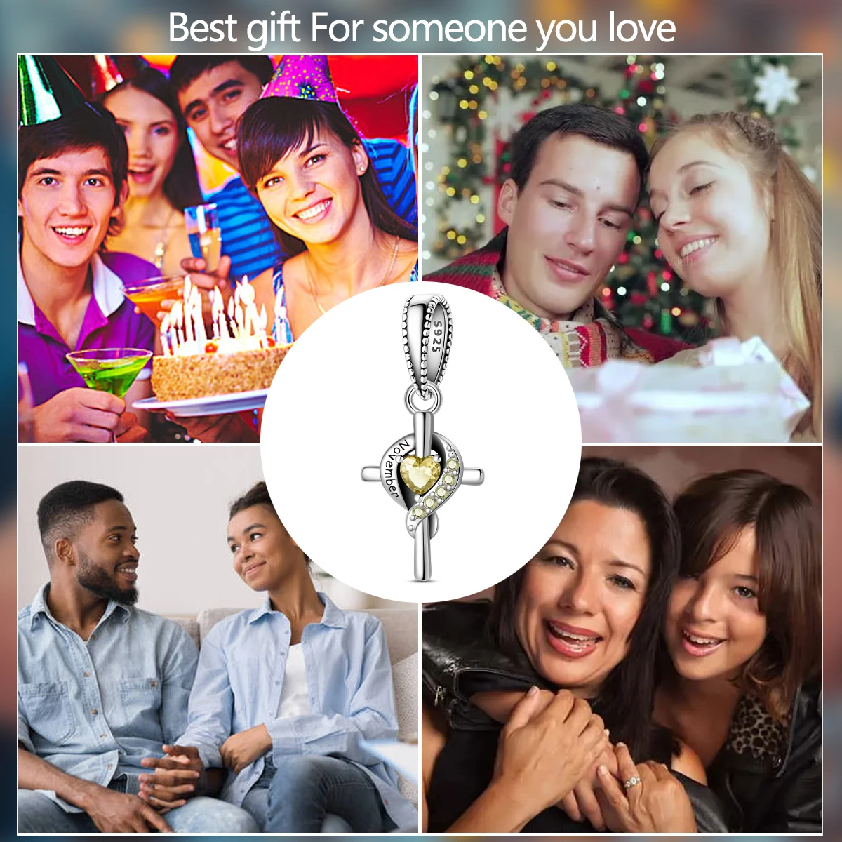 

New Colorful Zircon Cross Charms Purple Birthstone Pendant 925 Silver Beads for Diy Making Original Bracelet Women Jewelry Gifts