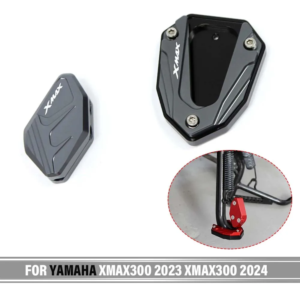 

For YAMAHA XMAX300 2023 2024 Extender Foot Side Stand Kickstand Pad CNC Motorcycle Single Side Stand Support Foot Kick Enlarger